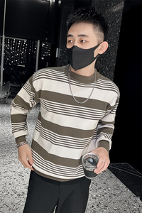 精神小伙秋冬男士条纹针织衫时尚潮流帅气套头毛衣C203-8845-P68图片