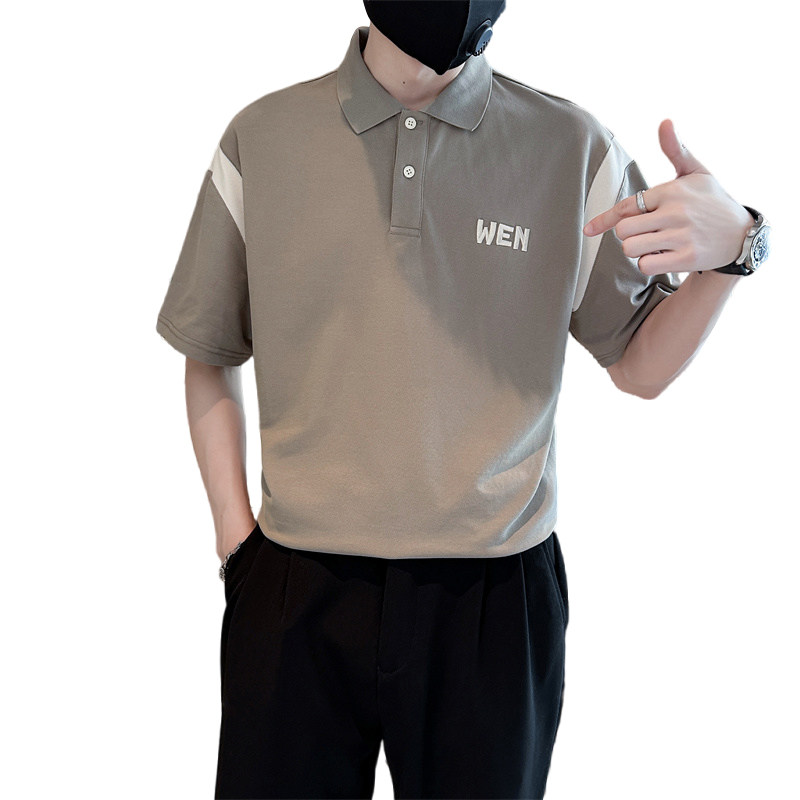 青年男生夏季新款拼色短袖t恤帅气百搭2023翻领Polo衫C203-8862,男装T恤,电商C208