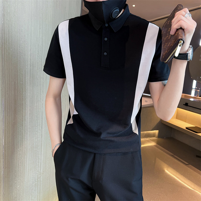 社会小伙夏季短袖polo衫翻领撞色半袖t恤潮牌体恤男C203-8855-P58,男装T恤,电商C208
