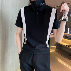 社会小伙夏季短袖polo衫翻领撞色半袖t恤潮牌体恤男C203-8855-P58图片
