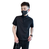 精神小伙夏季男士纯色polo衫翻领短袖t恤黑色上衣C208-8881-特P38，男装T恤，电商C208