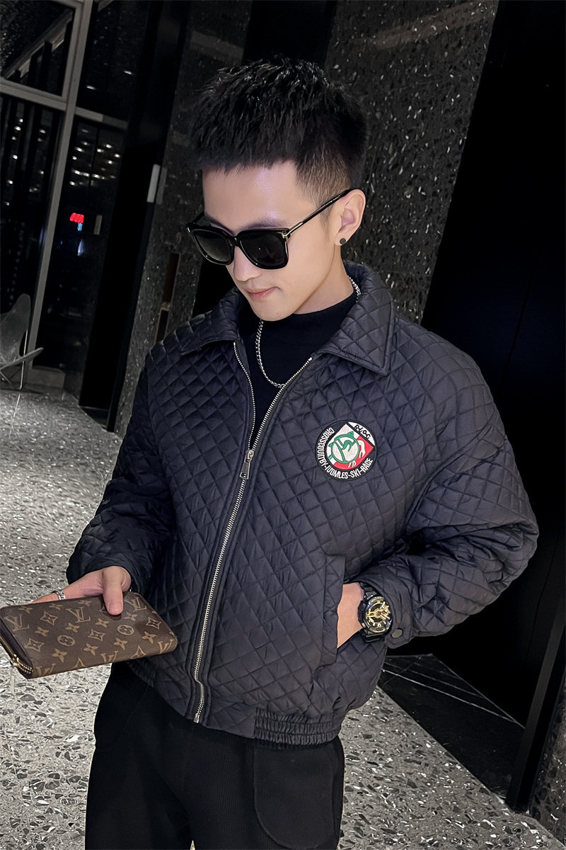 菱形格棉衣男冬季2025新款夹克棉服男款韩版潮流外套1066-P98,男装夹克,电商C208