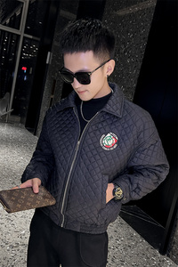 菱形格棉衣男冬季2025新款夹克棉服男款韩版潮流外套1066-P98图片