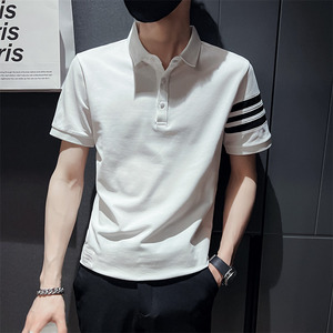社会小伙夏季男士翻领纯色短袖T恤青年休闲Polo衫C203-8805-P58图片