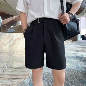 社会小伙夏季男生直筒短裤通勤休闲高腰纯色休闲裤C203-6689-P58图片