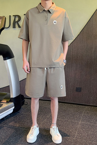 精神小伙夏季男士短袖翻领Polo衫2023潮牌短裤套装C208-8883-P88图片