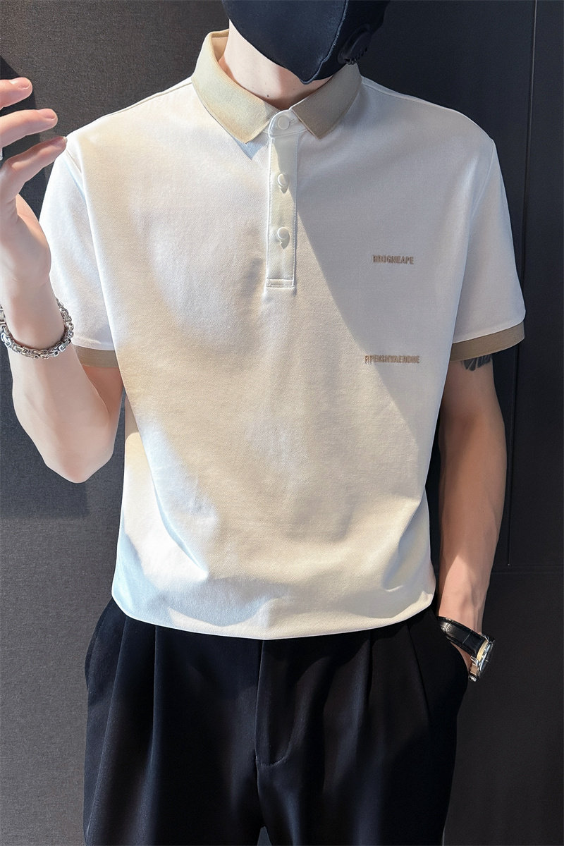 社会小伙夏季男士短袖t恤潮牌翻领polo衫半袖体恤C203-8865-特P48,男装T恤,电商C208