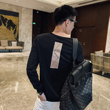 社会小伙春秋季男士潮牌卫衣时尚刺绣圆领修身针织衫5060-P45控68，男装针织衫/毛衣，电商C208