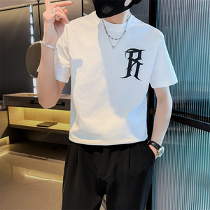社会小伙夏季青年男士短袖t恤潮流印花纯棉半袖体恤C203-8856-P38图片