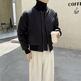 2025新款男士纯色短款棉夹克绿色休闲秋冬季羽绒棉服C203-1065P98，男装夹克，电商C208