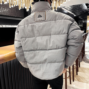 社会小伙冬季新款男士夜光棉衣千鸟格立领工装棉服C203-1039-P128，男装棉衣，电商C208