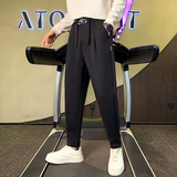 社会小伙秋冬季男士潮牌休闲卫裤腰头刺绣纯色直筒裤子C203-6720，男装休闲裤，电商C208