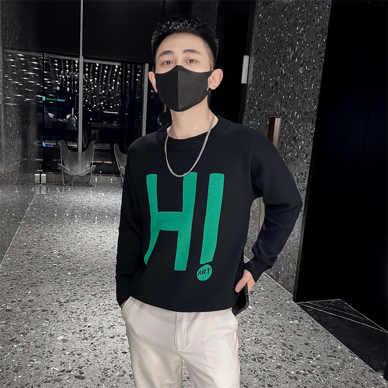 社会小伙修身型长袖套头针织衫秋冬季男士圆领毛衣C203-8841-P68图片