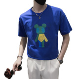 精神小伙夏季青少年短袖t恤男时尚印花圆领休闲体恤C203-8825-P38，男装T恤，电商C208