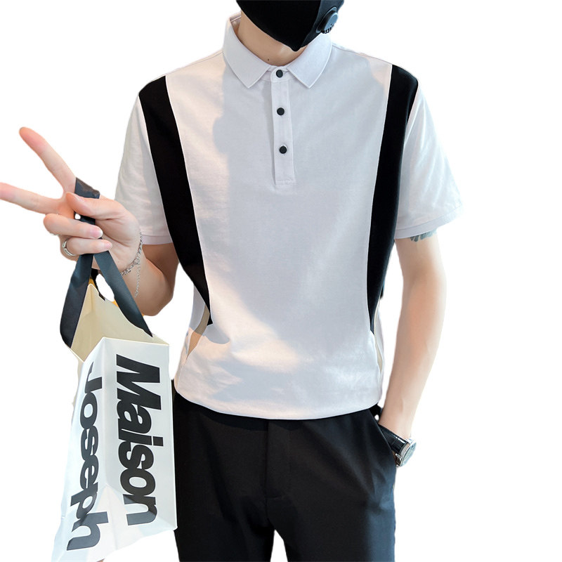 社会小伙夏季短袖polo衫翻领撞色半袖t恤潮牌体恤男C203-8855-P58,男装T恤,电商C208