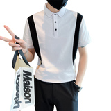 社会小伙夏季短袖polo衫翻领撞色半袖t恤潮牌体恤男C203-8855-P58，男装T恤，电商C208