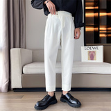 轻奢风抖音直播青年男士纯色直筒西裤黑色高腰长裤C203-6707-P58，男装西裤，电商C208