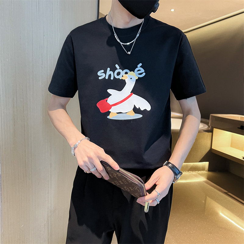 社会小伙夏季男士短袖t恤时尚潮流半袖纯棉圆领体恤C203-8859-P38,男装T恤,电商C208