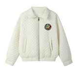 绿色格子羽绒棉服男士立领刺绣飞行服秋冬季潮牌短款外套男1066，男装棉衣，电商C208