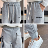 2025冬季男士新款印花卫裤黑色束脚刺绣休闲长裤男C203-6721-P68，男装休闲裤，电商C208