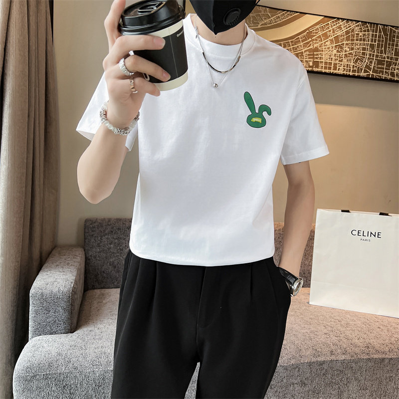 精神小伙夏季男士短袖t恤潮牌印花半袖圆领体恤男C203-8858-P38,男装T恤,电商C208