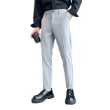 轻奢风春夏季青年男士灰色西裤高品质大货供应休闲裤C203-6709P58，男装西裤，电商C208