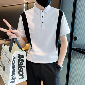 社会小伙夏季短袖polo衫翻领撞色半袖t恤潮牌体恤男C203-8855-P58图片