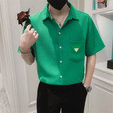 夏季男士短袖潮流衬衫2022青少年白色薄款半袖上衣C203-8819P58，男装T恤，电商C208