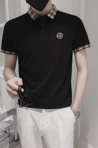 2026夏季新款男士短袖Polo衫潮流高端翻领格子T恤男C203-8808-P58图片