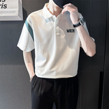青年男生夏季新款拼色短袖t恤帅气百搭2023翻领Polo衫C203-8862，男装T恤，电商C208