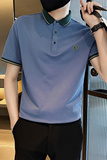 2025夏季新款男士蓝色翻领Polo衫时尚潮流短袖t恤C208-8875-特P48，男装T恤，电商C208