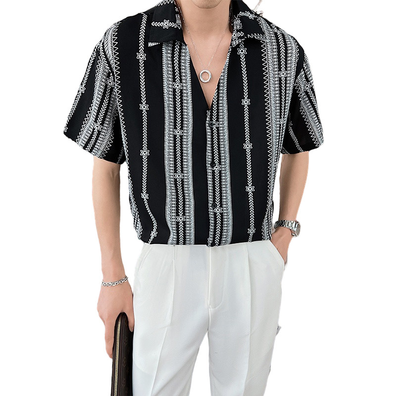 男士夏季薄款短袖上衣轻熟风高品质抖音直播花衬衣C203-8810-P58,男装T恤,电商C208
