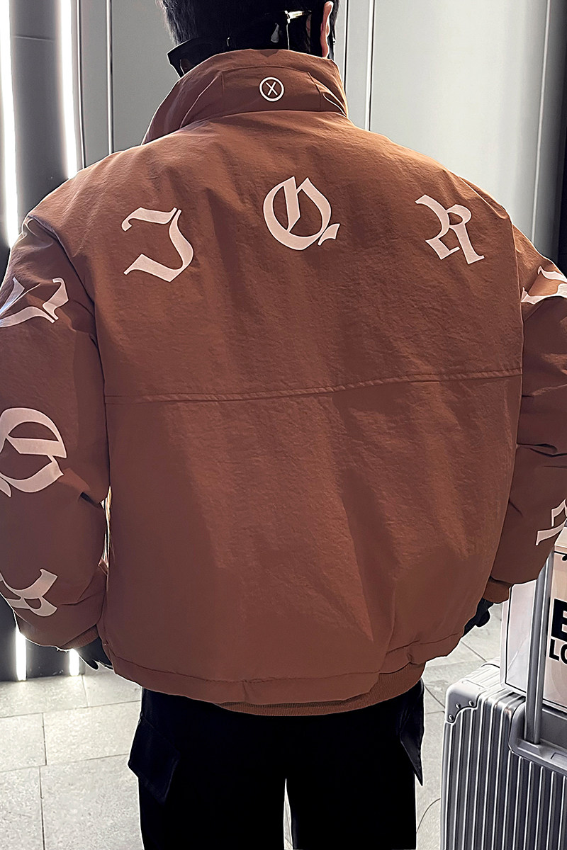 社会小伙冬季男士工装立领棉衣潮牌印花加厚棉服C203-1022-特P118,男装棉衣,电商C208