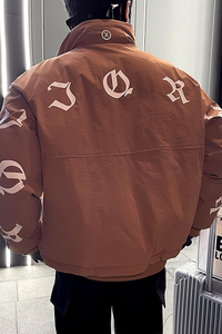 社会小伙冬季男士工装立领棉衣潮牌印花加厚棉服C203-1022-特P118图片