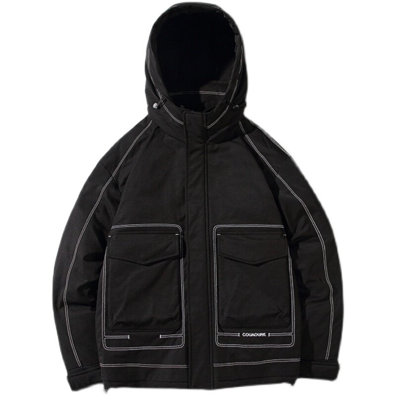 社会小伙连帽保暖羽绒服立体贴袋工装休闲外套男C203-5136-特P165,男装羽绒服,电商C208