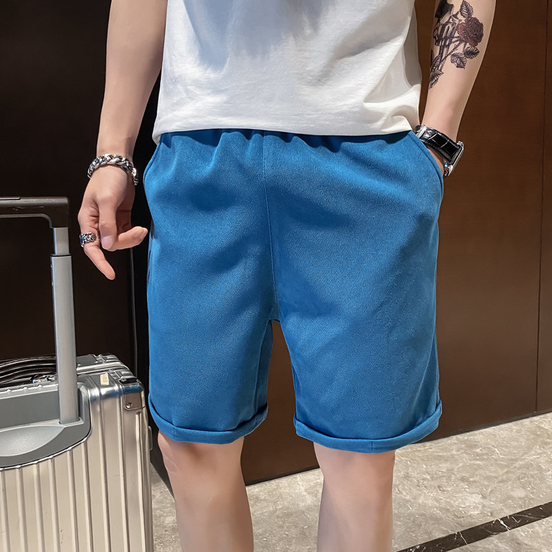 精神小伙夏季男士纯色直筒短裤时尚休闲潮牌沙滩裤C203-6003-P35，男装牛仔裤，电商C208