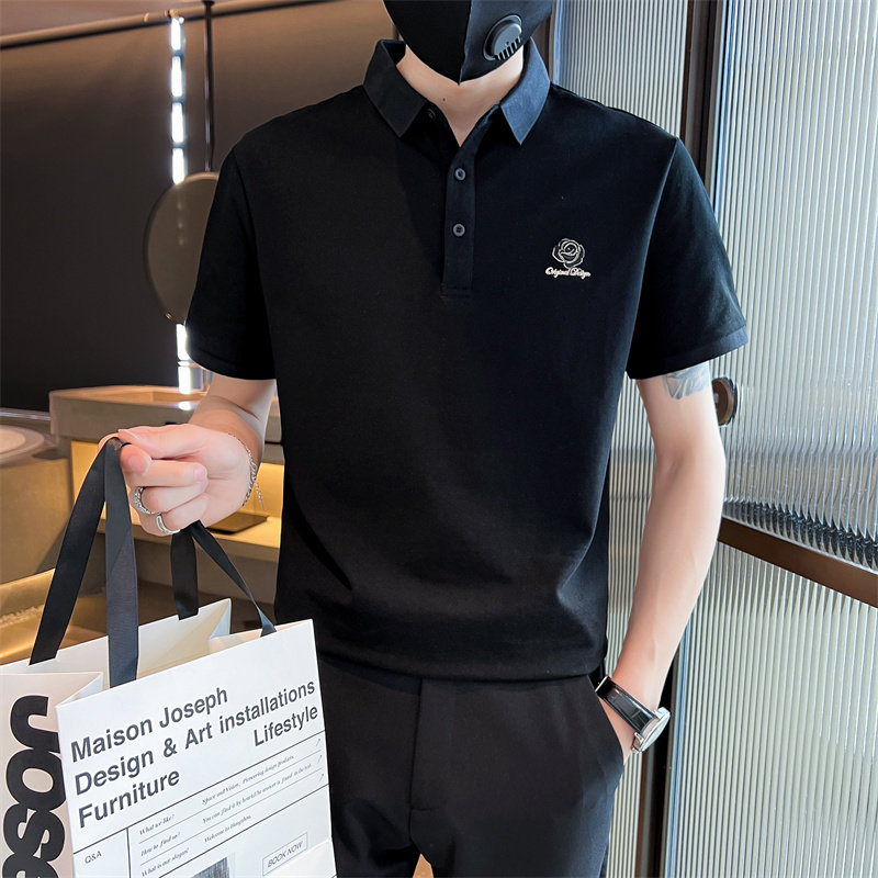 青少年男生夏季短袖T恤个性刺绣翻领体恤半袖打底衫C203-8853-P58,男装T恤,电商C208