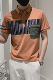 社会小伙夏季男士拼色短袖Polo衫翻领休闲条纹上衣C203-8814-P58，男装T恤，电商C208