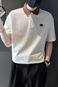 社会小伙夏季短袖t恤男潮流刺绣体恤翻领半袖polo衫C203-8861-P58图片