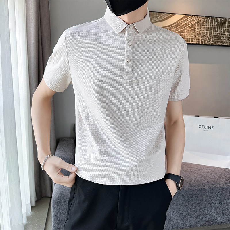 社会小伙夏季男士翻领polo衫短袖t恤纯色半袖体恤C208-8878-特P45图片