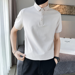 社会小伙夏季男士翻领polo衫短袖t恤纯色半袖体恤C208-8878-特P45图片