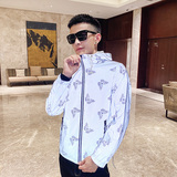 社会小伙春秋季男士修身连帽反光夹克蝴蝶烫金夜光外套C203-5071，男装夹克，电商C208