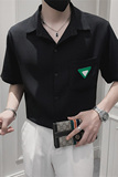 社会小伙夏季尖领纯色衬衫青年流行薄款短袖男士上衣C203-8819P58，男装T恤，电商C208