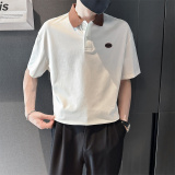 精神小伙夏季短袖t恤男撞色修身体恤翻领半袖polo衫C203-8861-P58，男装T恤，电商C208