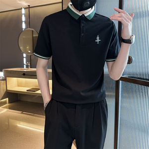 精神小伙夏季半袖翻领polo衫帅气百搭短袖条纹T恤男C203-8864-P58图片