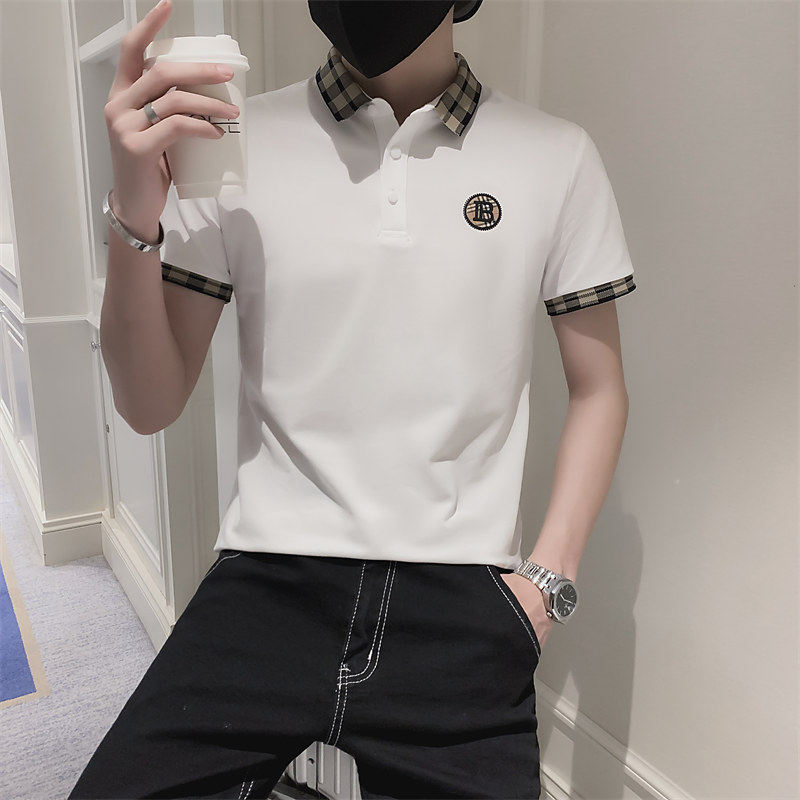 POLO衫男短袖夏季2026新款衬衫男士T恤修身翻领高端刺绣男装8808,男装T恤,电商C208