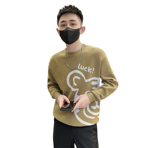 精神小伙秋冬季男士修身针织衫小熊提花休闲毛衣男C203-8844-P58图片