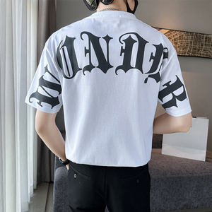 时尚百搭青少年潮牌短袖t恤字母刺绣宽松男士体恤C208-8879-特P38图片