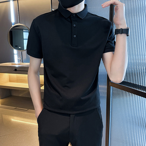 社会小伙夏季男士翻领polo衫短袖t恤纯色半袖体恤C208-8878-特P45图片