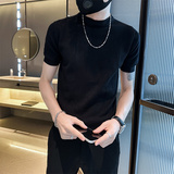 社会小伙夏季圆领t恤男士短袖冰丝体恤纯色针织衫C203-8869-特P48，男装T恤，电商C208